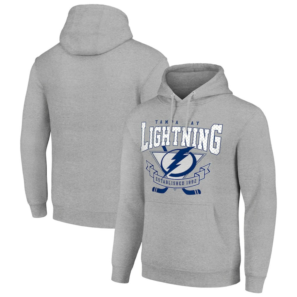 Tampa Bay Lightning Starter Team Logo Graphic Fleece Tri-Blend Pullover Hoodie - Heather Gray | NHL Clearance