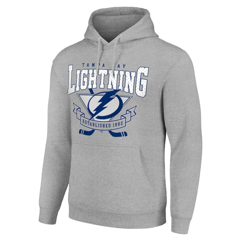 Tampa Bay Lightning Starter Team Logo Graphic Fleece Tri-Blend Pullover Hoodie - Heather Gray | NHL Clearance