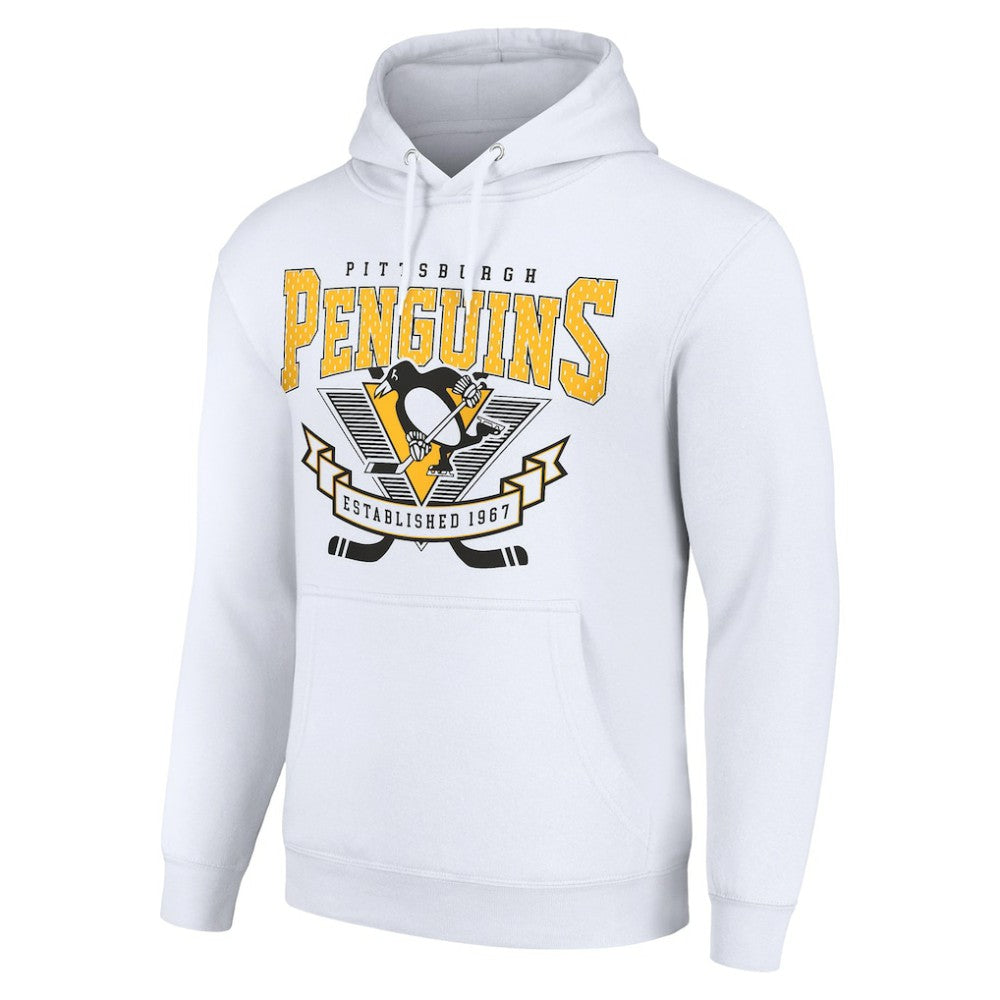 Pittsburgh Penguins Starter Team Logo Graphic Fleece Tri-Blend Pullover Hoodie - White | NHL Lifestyle