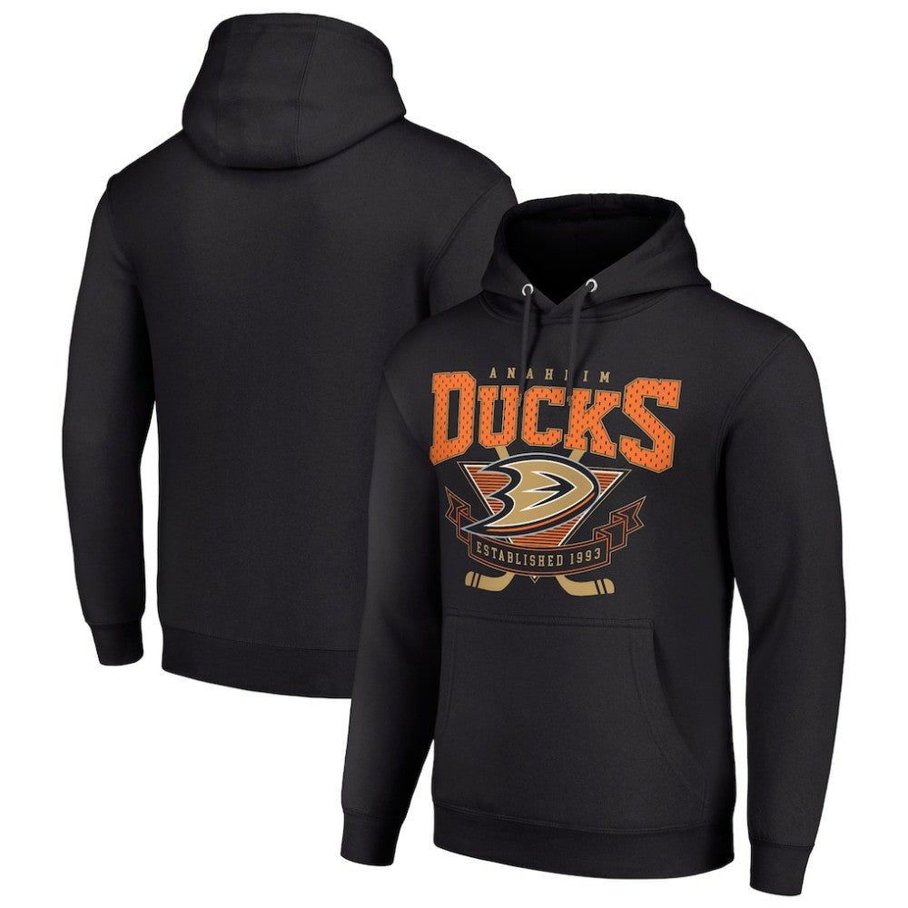 Anaheim Ducks Starter Team Logo Graphic Fleece Tri-Blend Pullover Hoodie - Black | NHL on sale