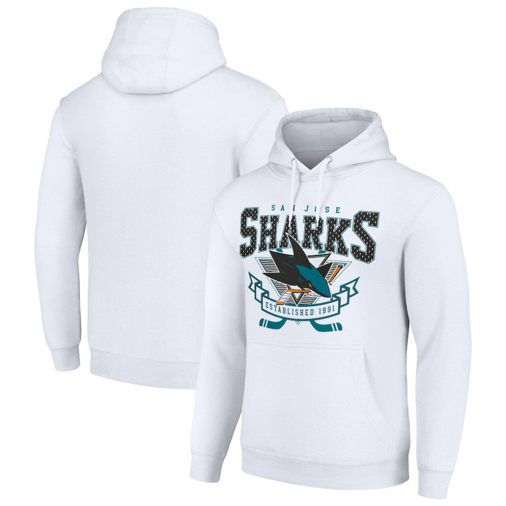 San Jose Sharks Starter Team Logo Graphic Fleece Tri-Blend Pullover Hoodie - White | NHL online