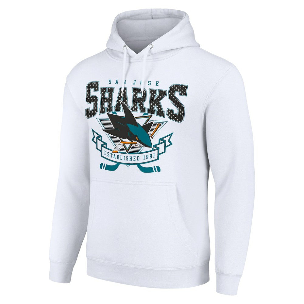 San Jose Sharks Starter Team Logo Graphic Fleece Tri-Blend Pullover Hoodie - White | NHL online