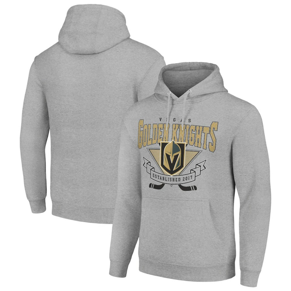Vegas Golden Knights Starter Team Logo Graphic Fleece Tri-Blend Pullover Hoodie - Heather Gray | NHL Lifestyle