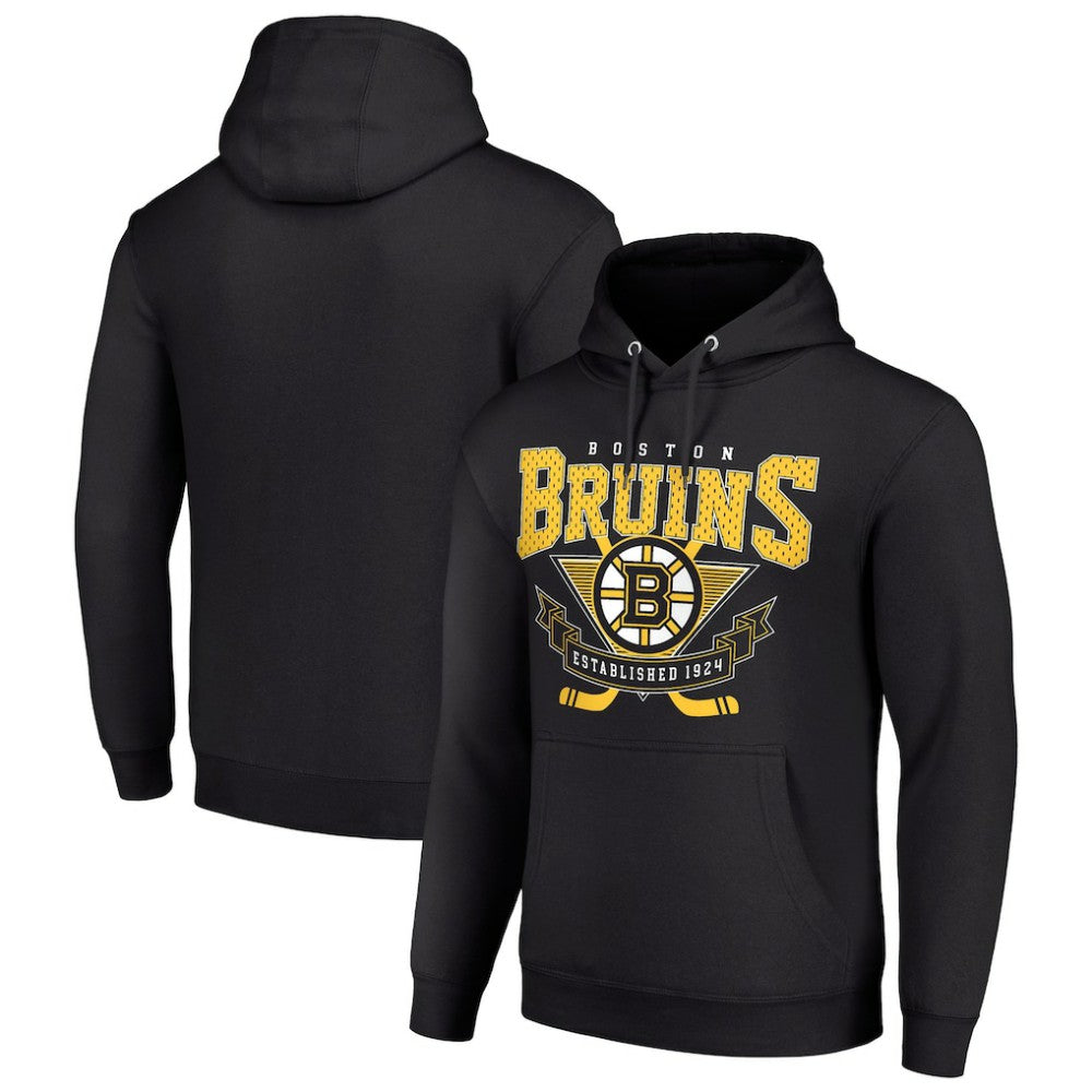 Boston Bruins Starter Team Logo Graphic Fleece Tri-Blend Pullover Hoodie - Black | NHL discount