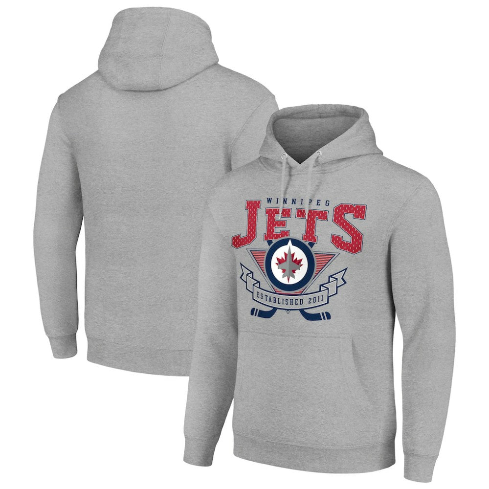 Winnipeg Jets Starter Team Logo Graphic Fleece Tri-Blend Pullover Hoodie - Heather Gray | NHL online
