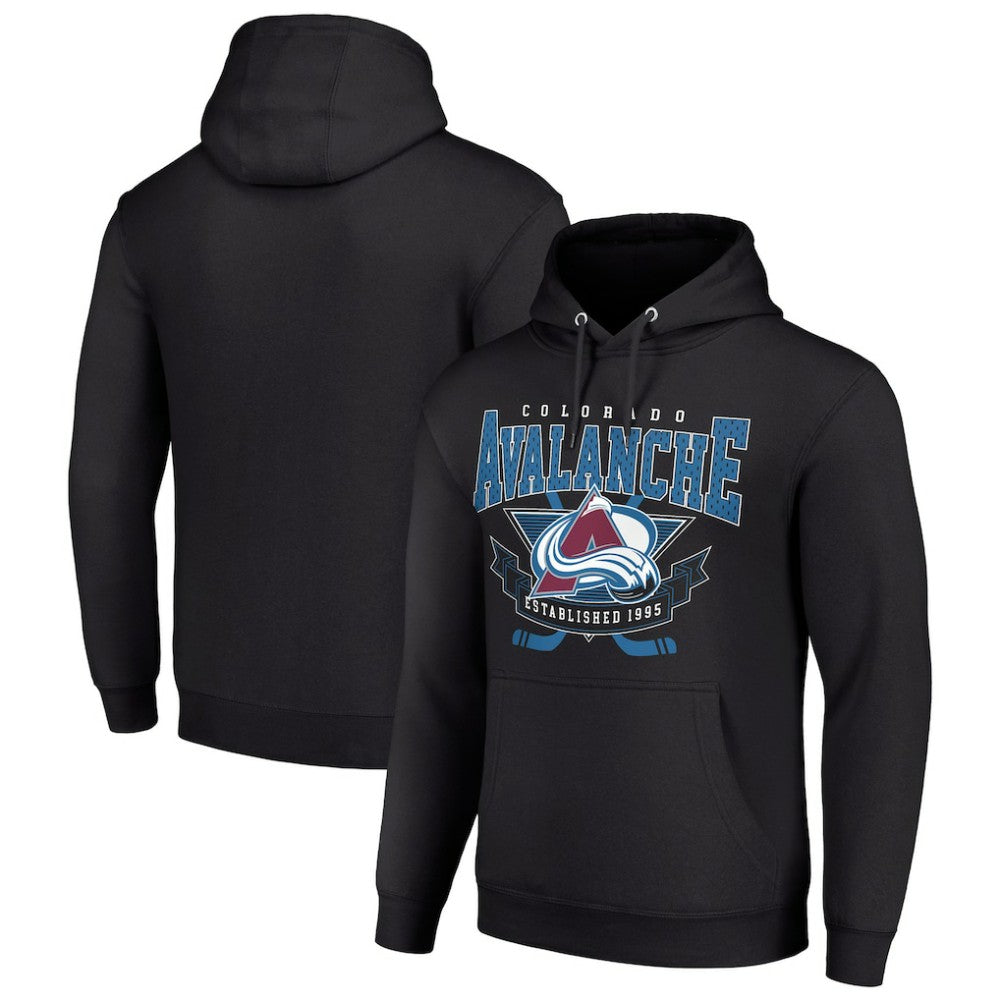 Colorado Avalanche Starter Team Logo Graphic Fleece Tri-Blend Pullover Hoodie - Black | NHL Clearance