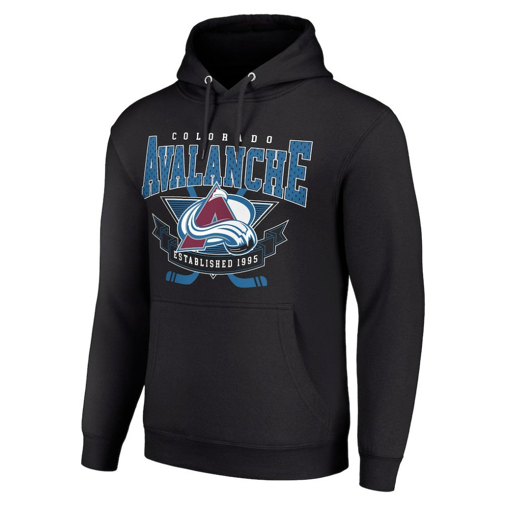 Colorado Avalanche Starter Team Logo Graphic Fleece Tri-Blend Pullover Hoodie - Black | NHL Clearance