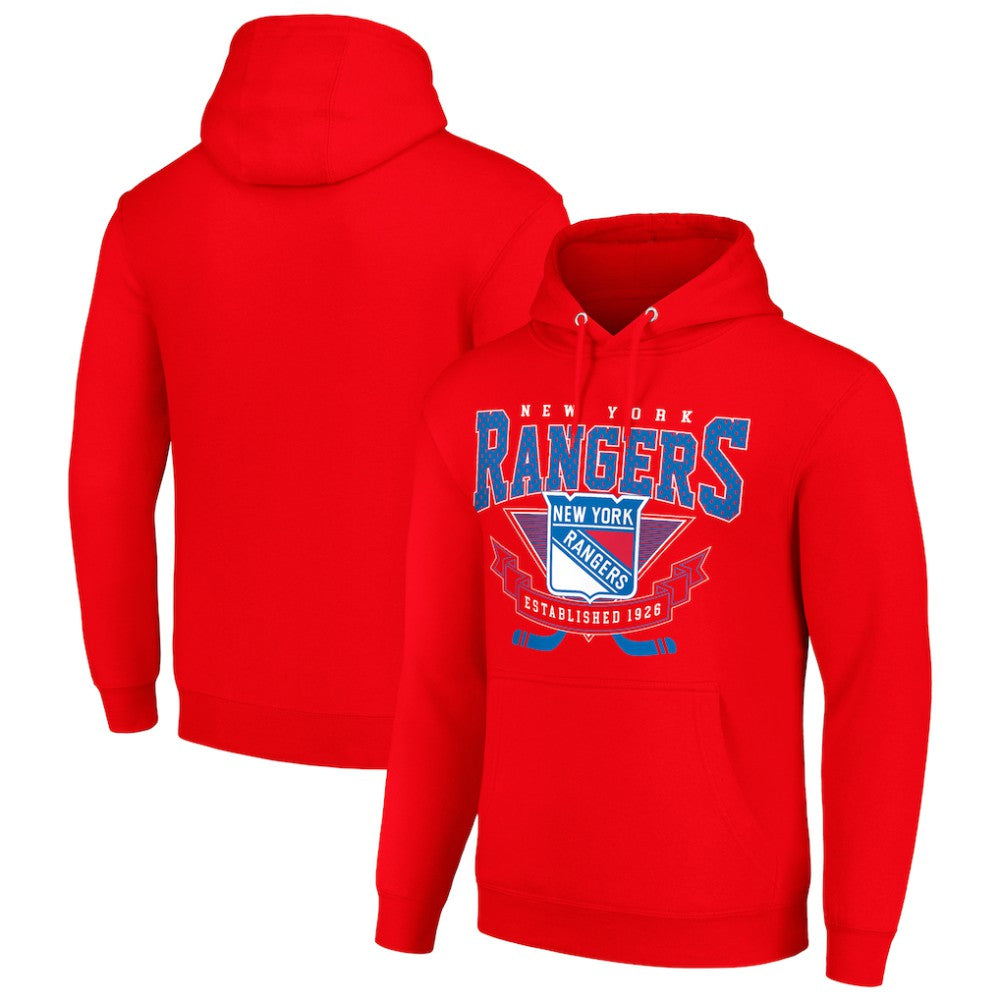 New York Rangers Starter Team Logo Graphic Fleece Tri-Blend Pullover Hoodie - Red | NHL on sale
