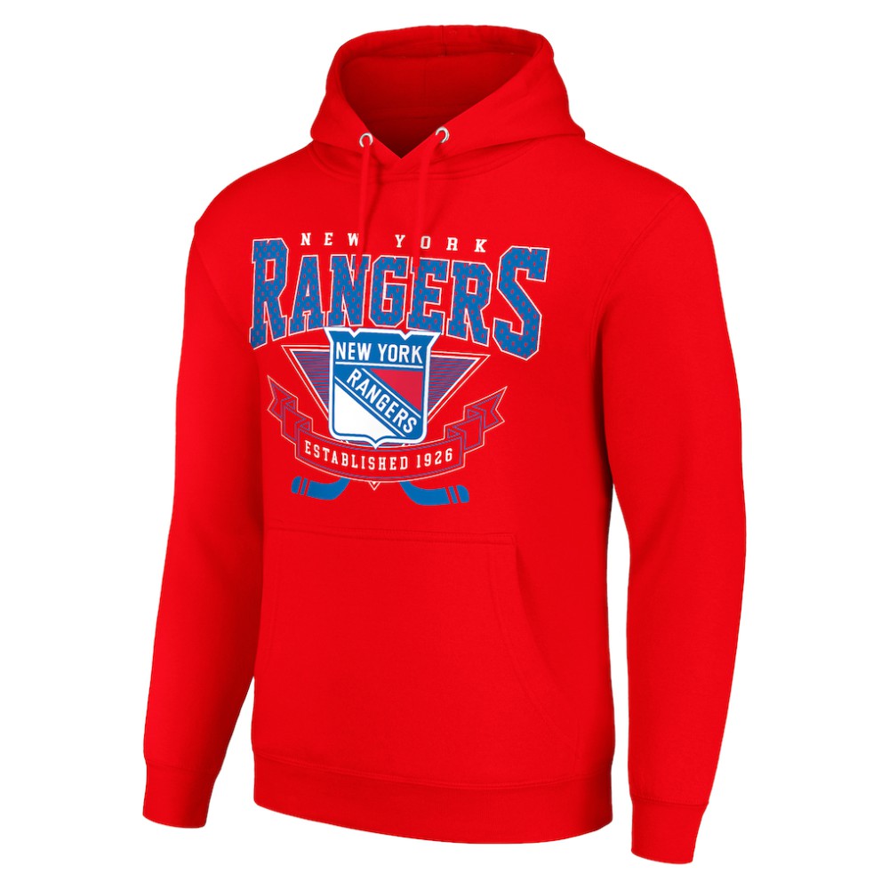 New York Rangers Starter Team Logo Graphic Fleece Tri-Blend Pullover Hoodie - Red | NHL on sale