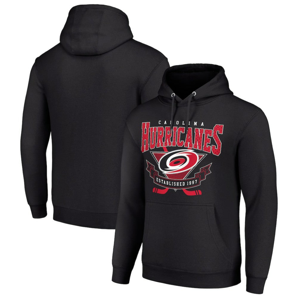 Carolina Hurricanes Starter Team Logo Graphic Fleece Tri-Blend Pullover Hoodie - Black | NHL Clearance