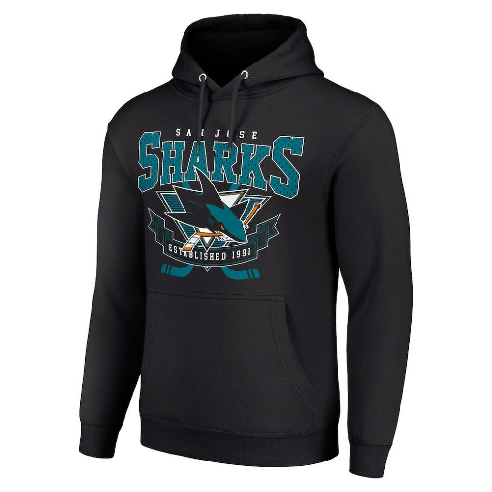 San Jose Sharks Starter Team Logo Graphic Fleece Tri-Blend Pullover Hoodie - Black | NHL on sale