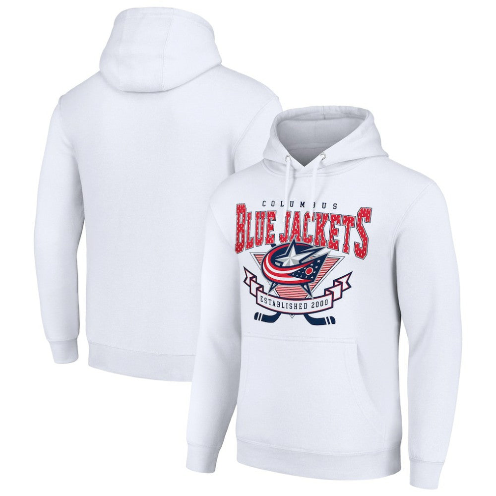 Columbus Blue Jackets Starter Team Logo Graphic Fleece Tri-Blend Pullover Hoodie - White | NHL online