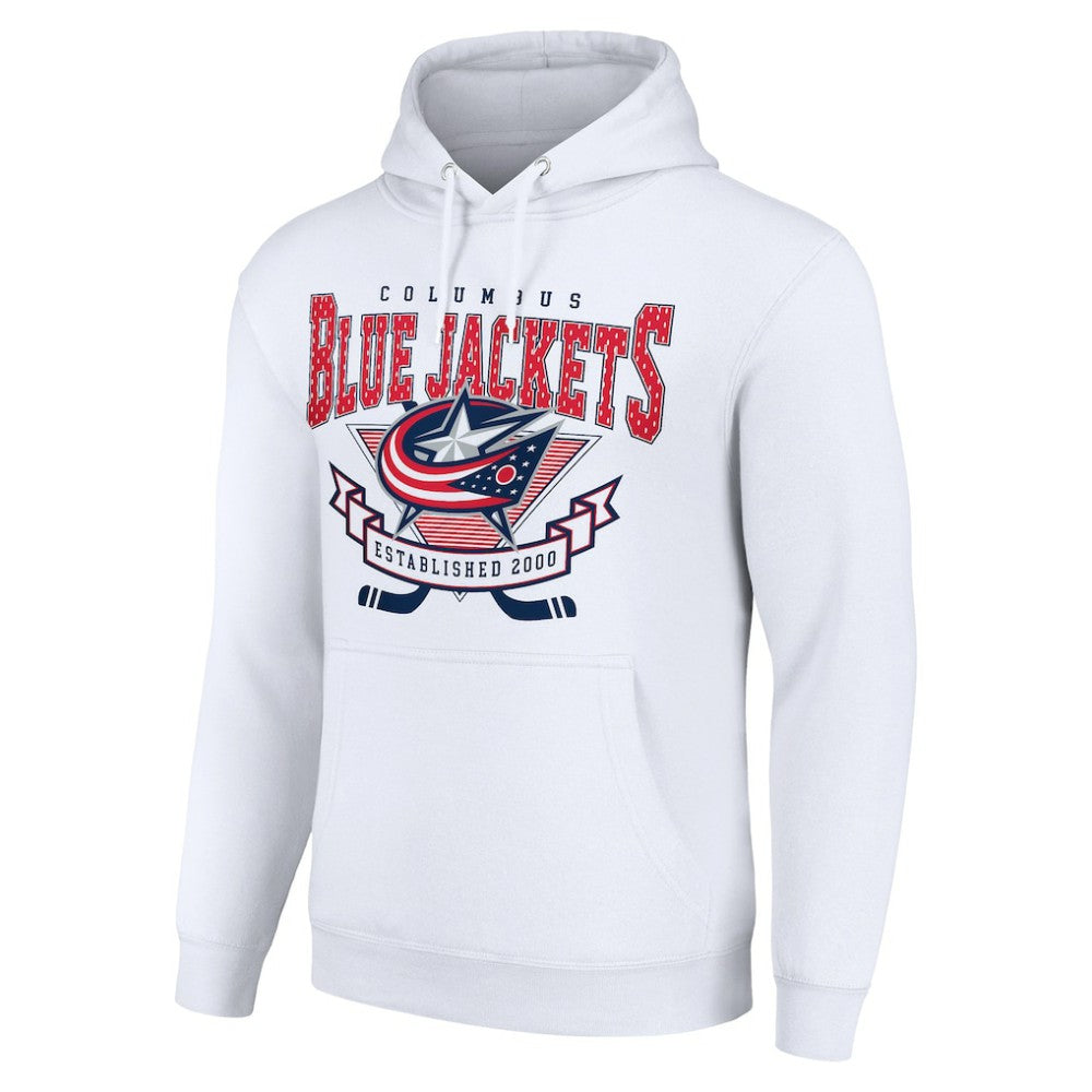 Columbus Blue Jackets Starter Team Logo Graphic Fleece Tri-Blend Pullover Hoodie - White | NHL online