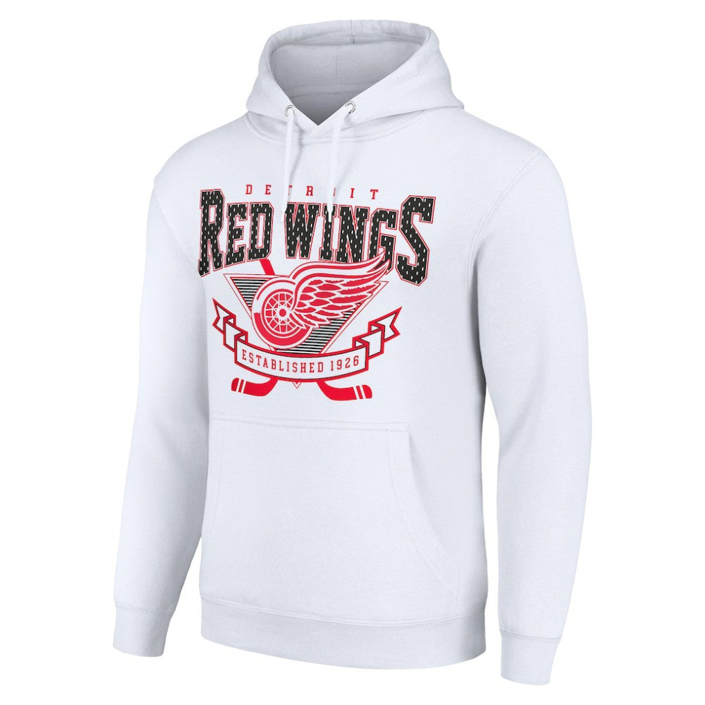 Detroit Red Wings Starter Team Logo Graphic Fleece Tri-Blend Pullover Hoodie - White | NHL Lifestyle