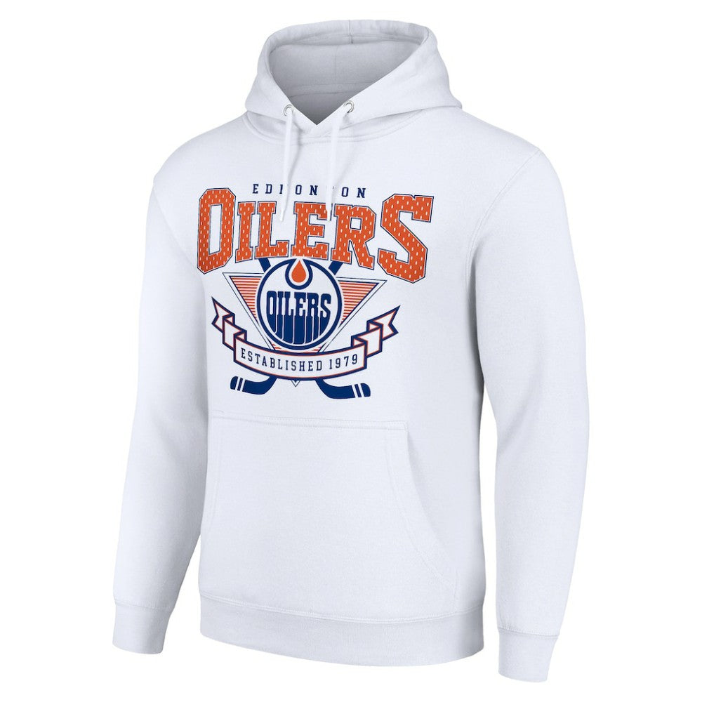 Edmonton Oilers Starter Team Logo Graphic Fleece Tri-Blend Pullover Hoodie - White | NHL sale