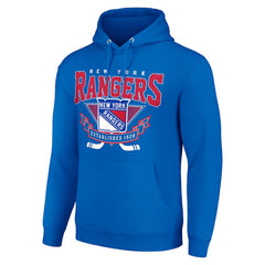 New York Rangers Starter Team Logo Graphic Fleece Tri-Blend Pullover Hoodie - Blue | NHL Clearance