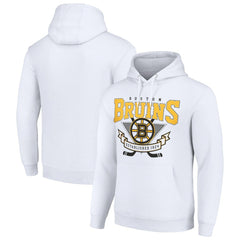 Boston Bruins Starter Team Logo Graphic Fleece Tri-Blend Pullover Hoodie - White | NHL Lifestyle