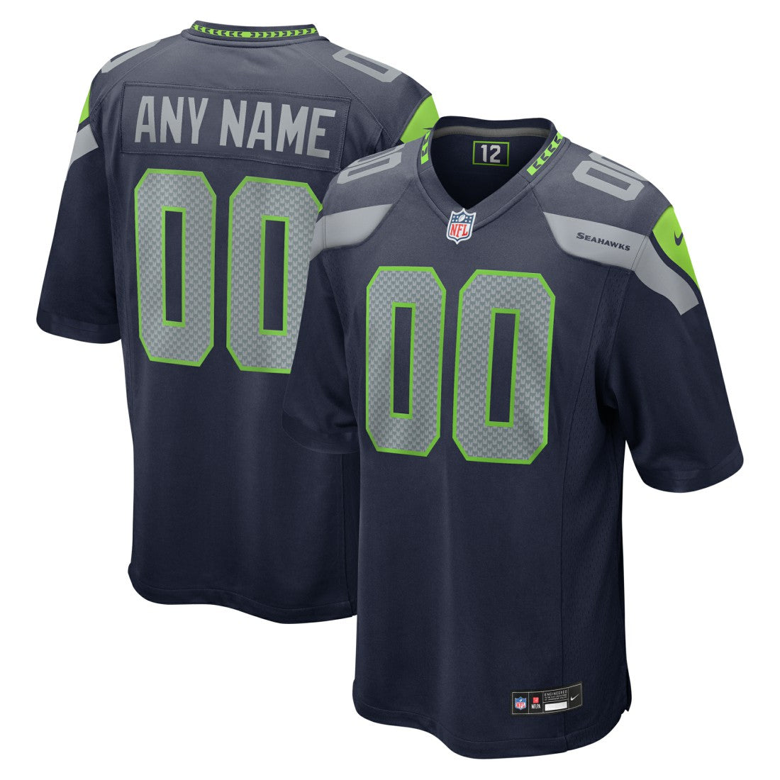 Seattle Seahawks Custom Game Jersey - College Navy - Nike