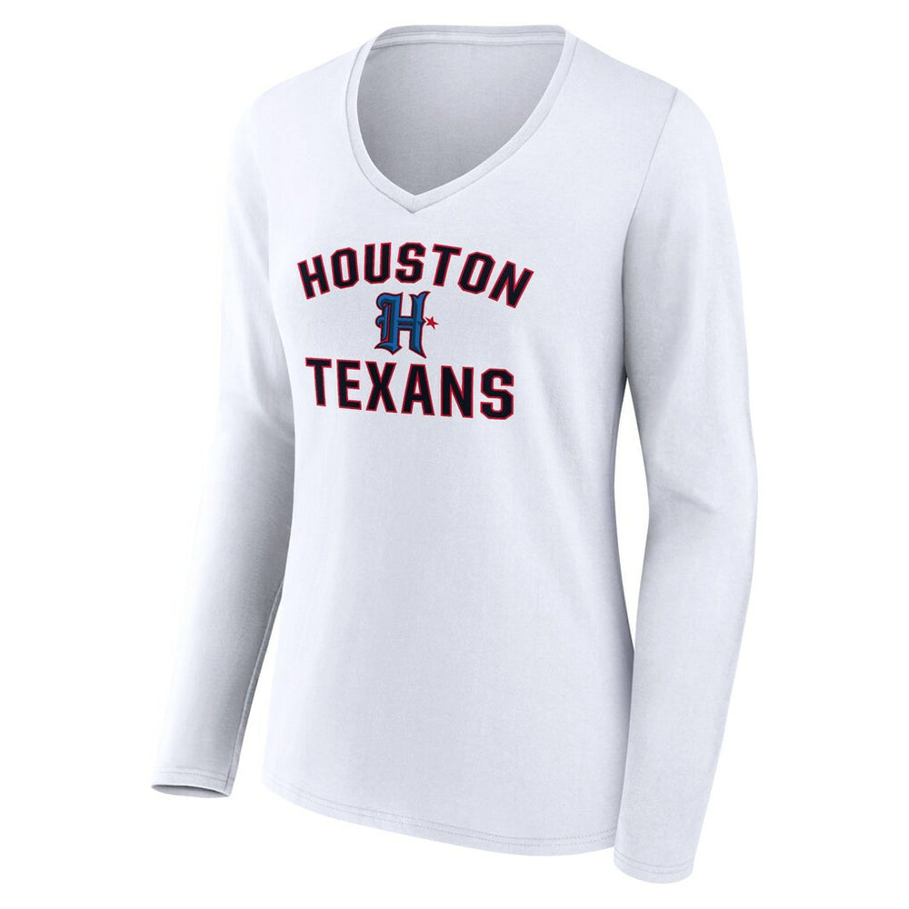 Houston Texans Women's Secondary Logo Victory Arch Long Sleeve V-Neck T-Shirt - White - NFL
