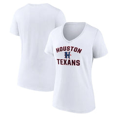 Houston Texans Women's Secondary Logo V-Neck T-Shirt - White - NFL