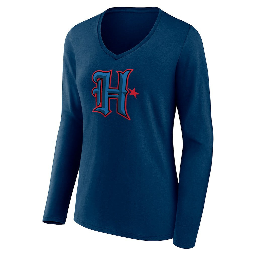 Houston Texans Women's Secondary Logo Long Sleeve V-Neck T-Shirt - Navy - NFL