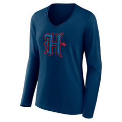 Houston Texans Women's Secondary Logo Long Sleeve V-Neck T-Shirt - Navy - NFL