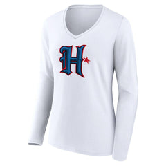 Houston Texans Women's Secondary Logo Long Sleeve V-Neck T-Shirt - White - NFL