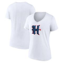 Houston Texans Women's Secondary Logo V-Neck T-Shirt - White - NFL