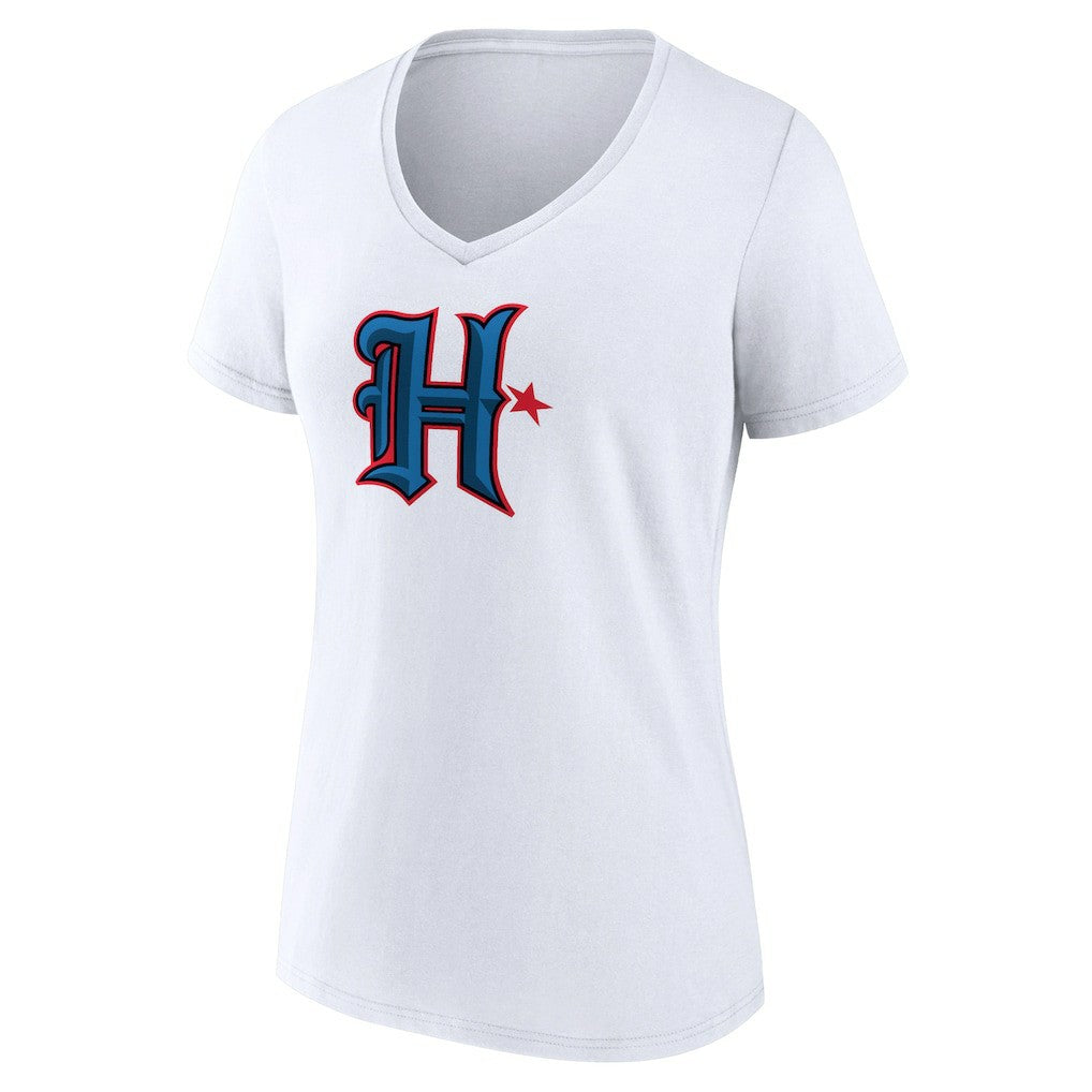 Houston Texans Women's Secondary Logo V-Neck T-Shirt - White - NFL