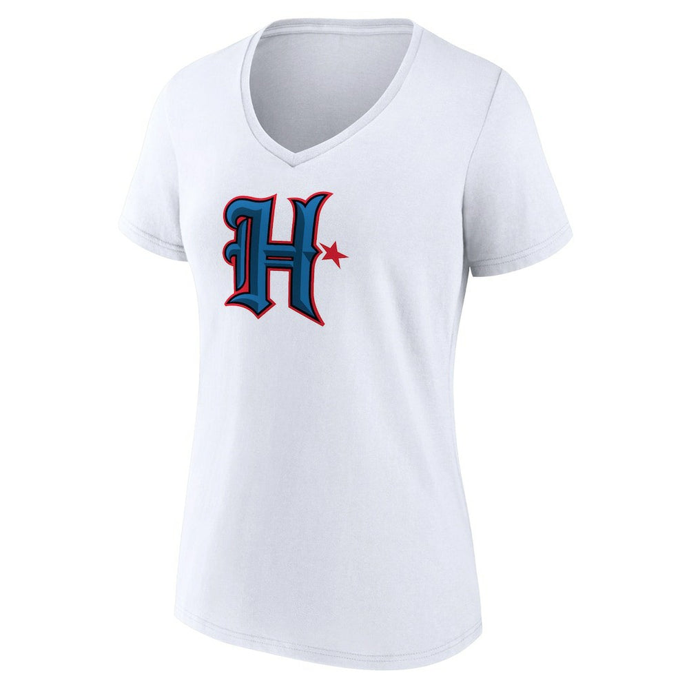 Houston Texans Women's Secondary Logo V-Neck T-Shirt - White - NFL