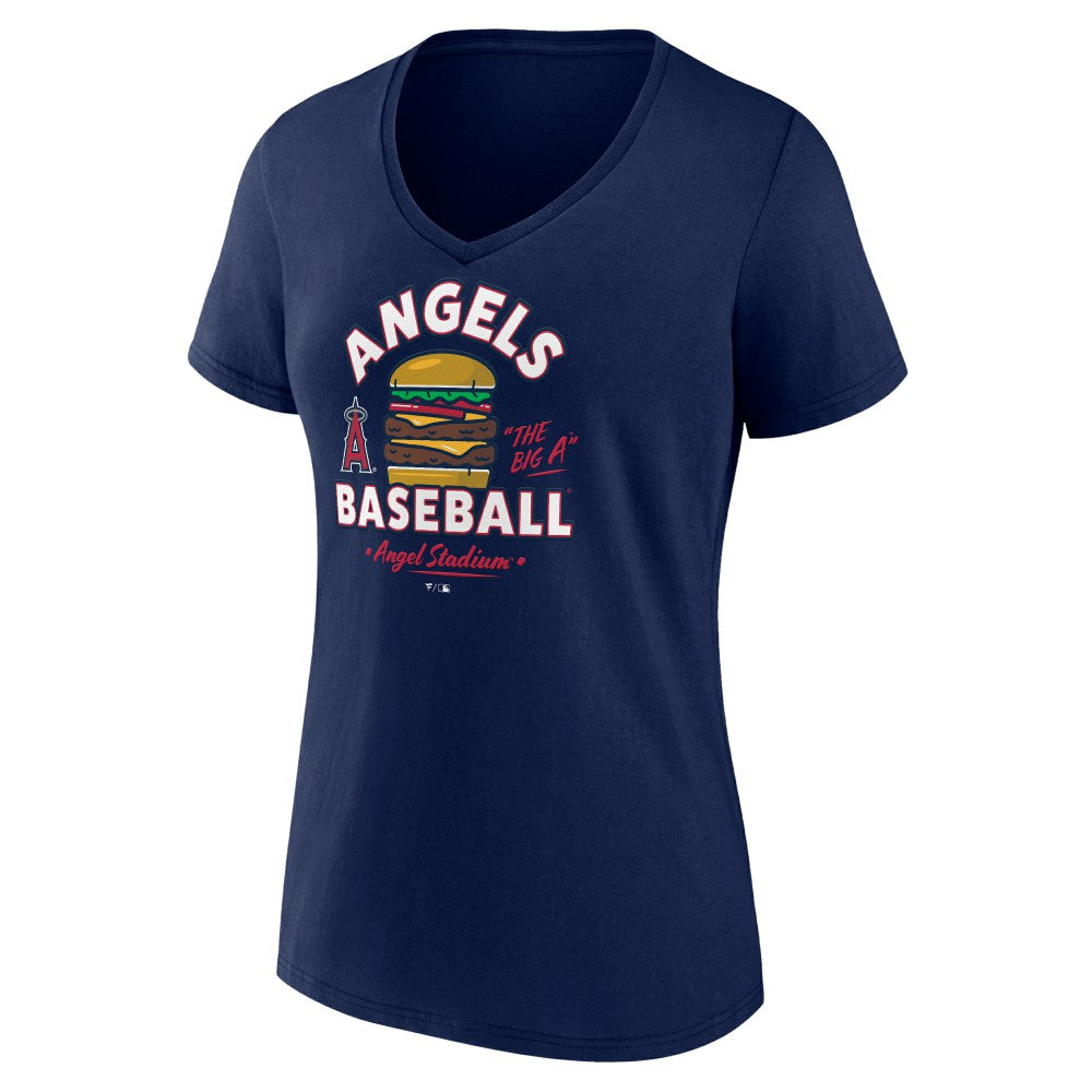 Los Angeles Angels Women's Big A Burger V-Neck T-Shirt Sale