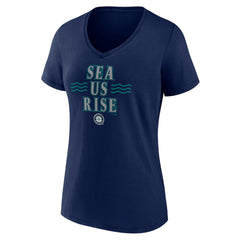 Seattle Mariners Women's Sea Us Rise V-Neck T-Shirt Sale