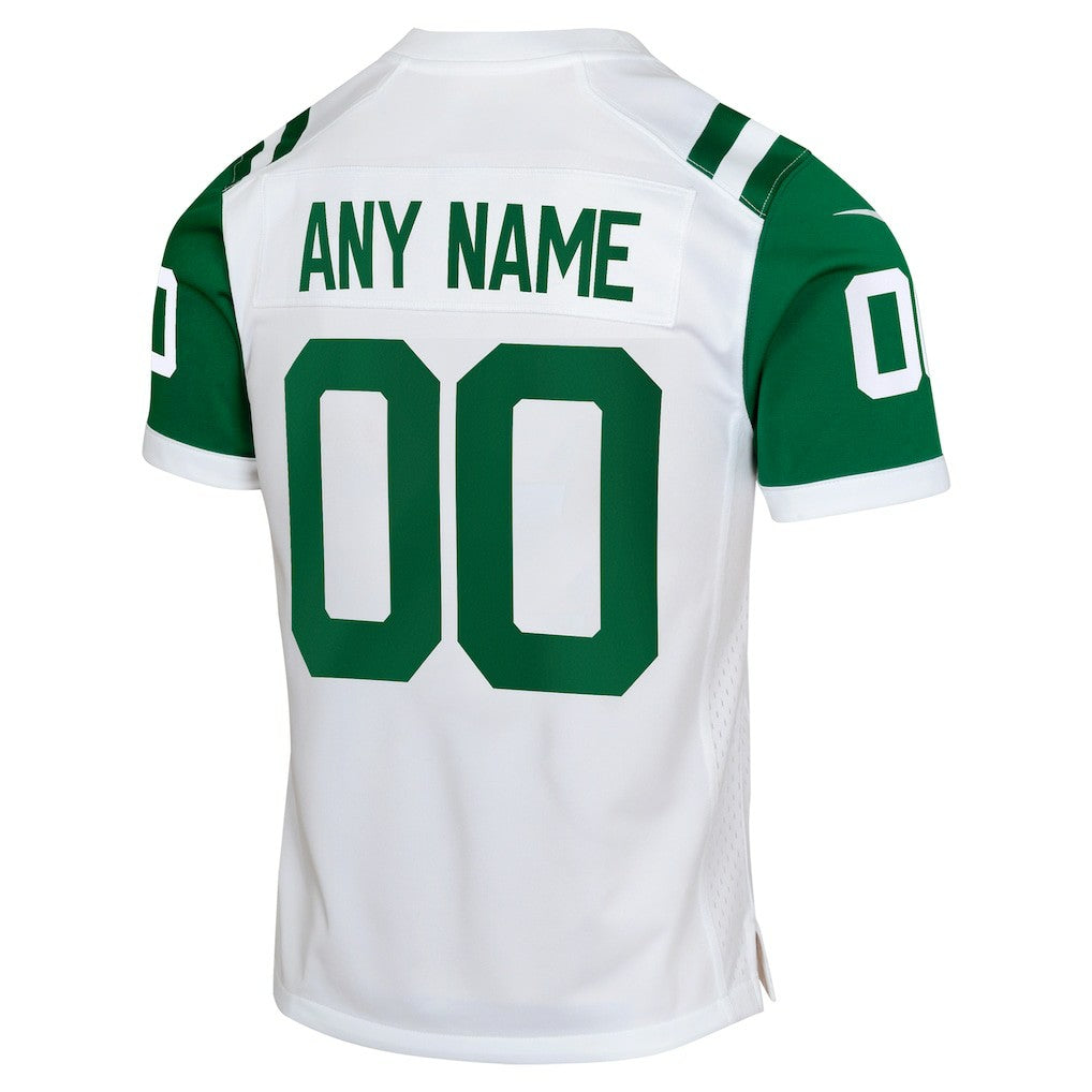 New York Jets Youth Classic Alternate Custom Replica Jersey - White - Nike