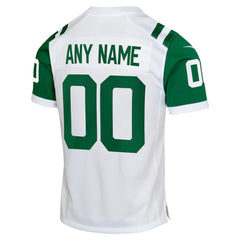 New York Jets Youth Classic Alternate Custom Replica Jersey - White - Nike