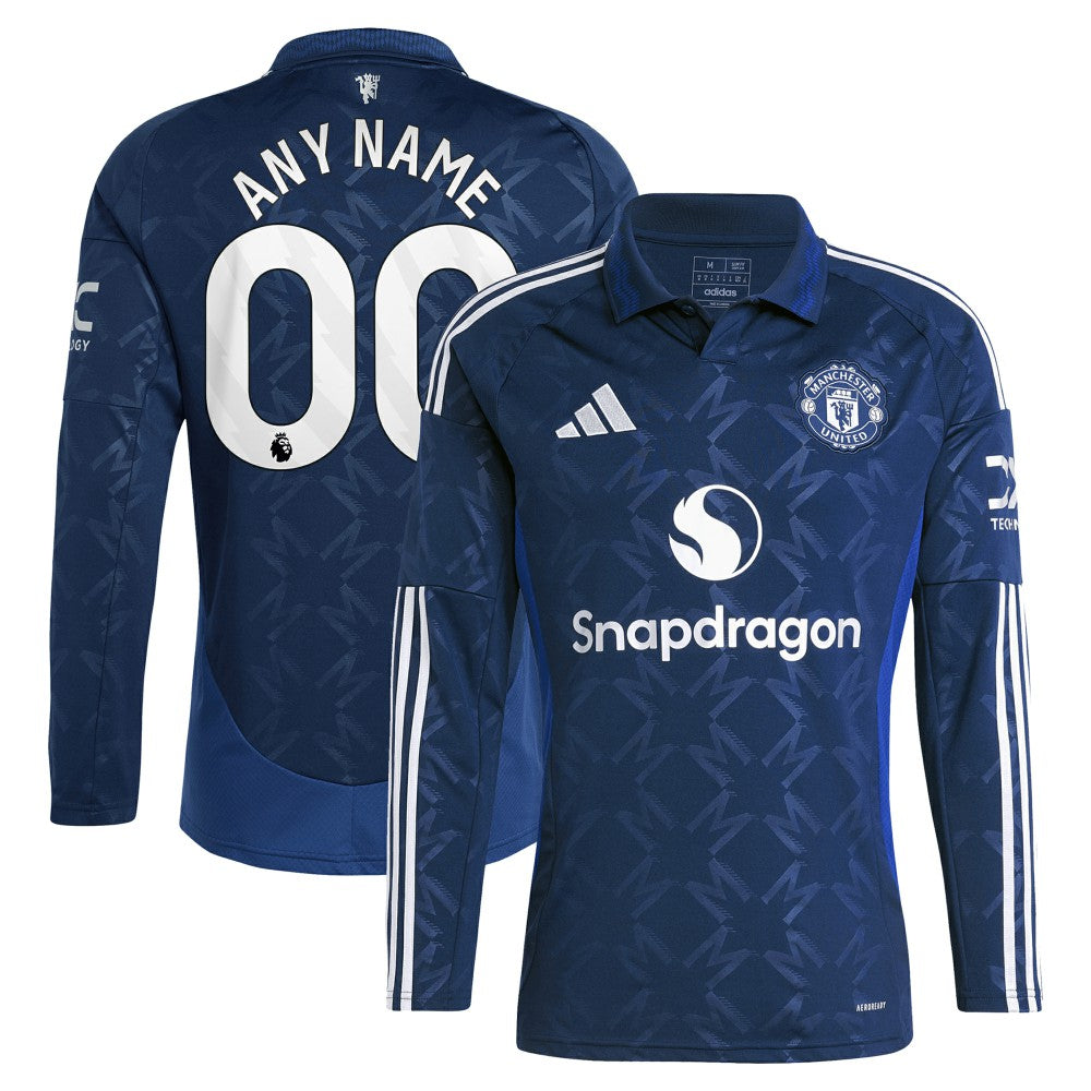 Adidas - Manchester United 2024/25 Away Replica Long Sleeve Custom Jersey - Navy