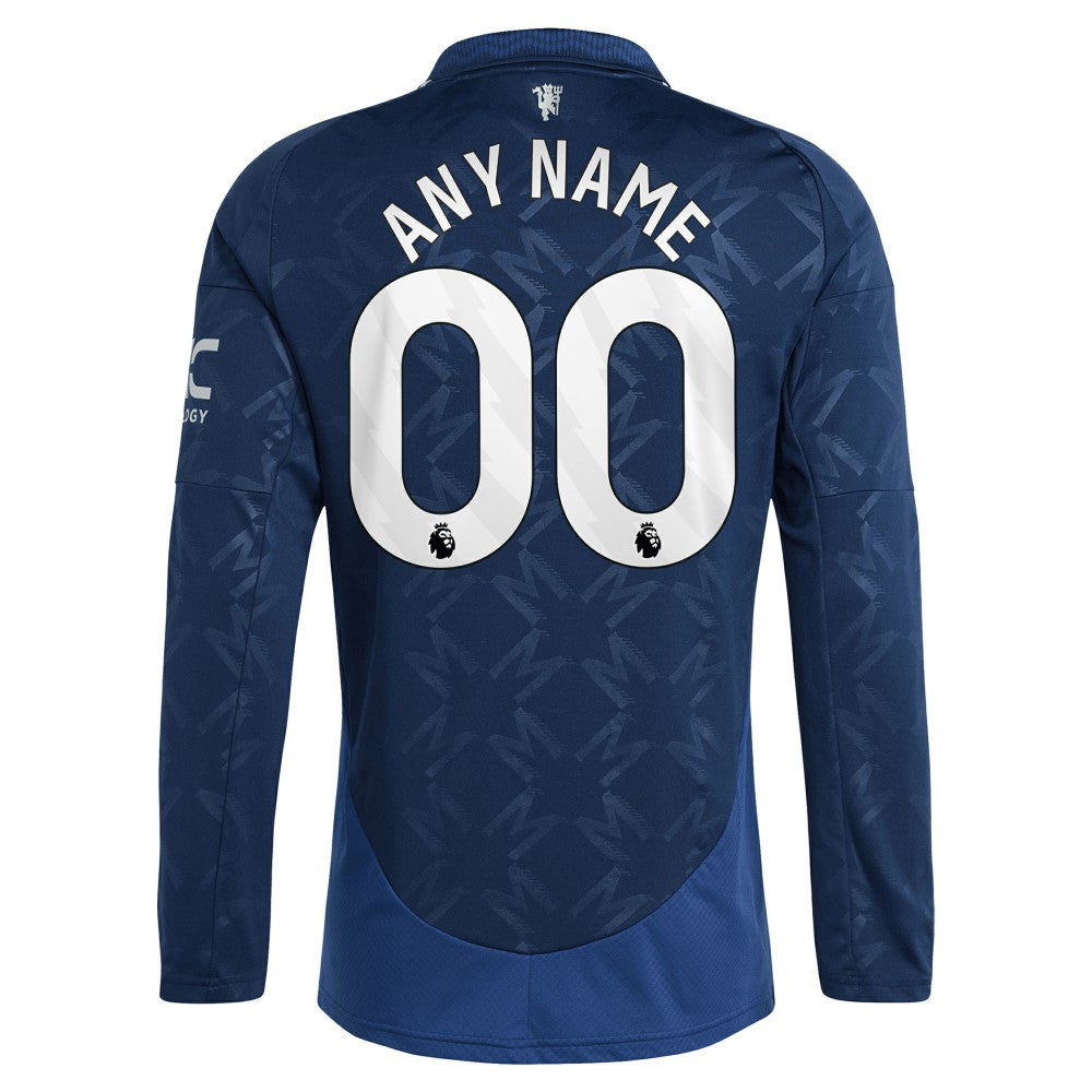 Adidas - Manchester United 2024/25 Away Replica Long Sleeve Custom Jersey - Navy