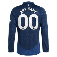 Adidas - Manchester United 2024/25 Away Replica Long Sleeve Custom Jersey - Navy