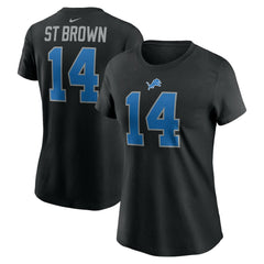 Amon-Ra St. Brown Detroit Lions Women's Player Name & Number T-Shirt - Black - Nike