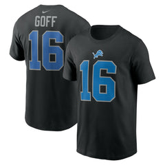 Jared Goff Detroit Lions Name & Number T-Shirt - Black - Nike
