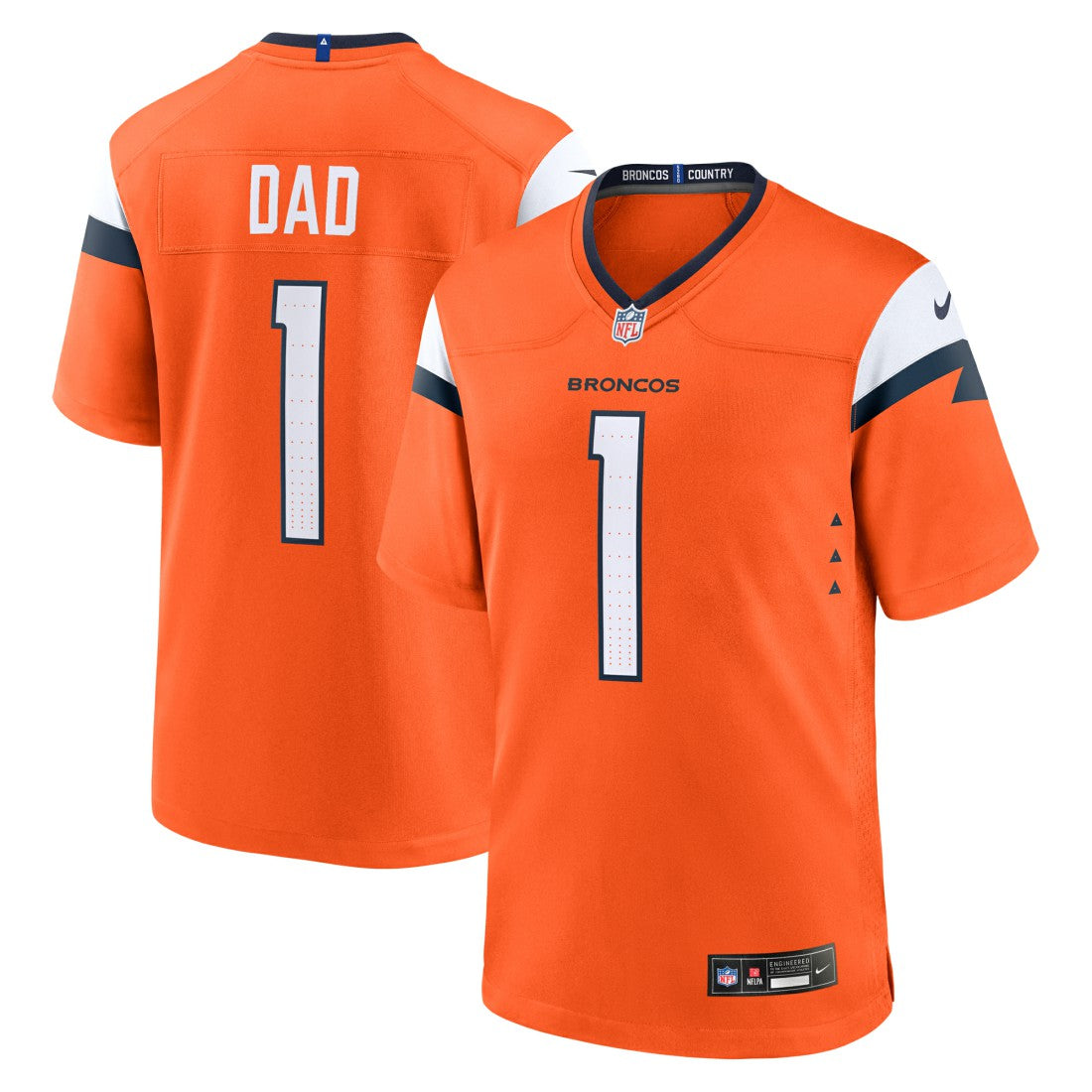 Denver Broncos #1 Dad Game Jersey - Orange - Nike