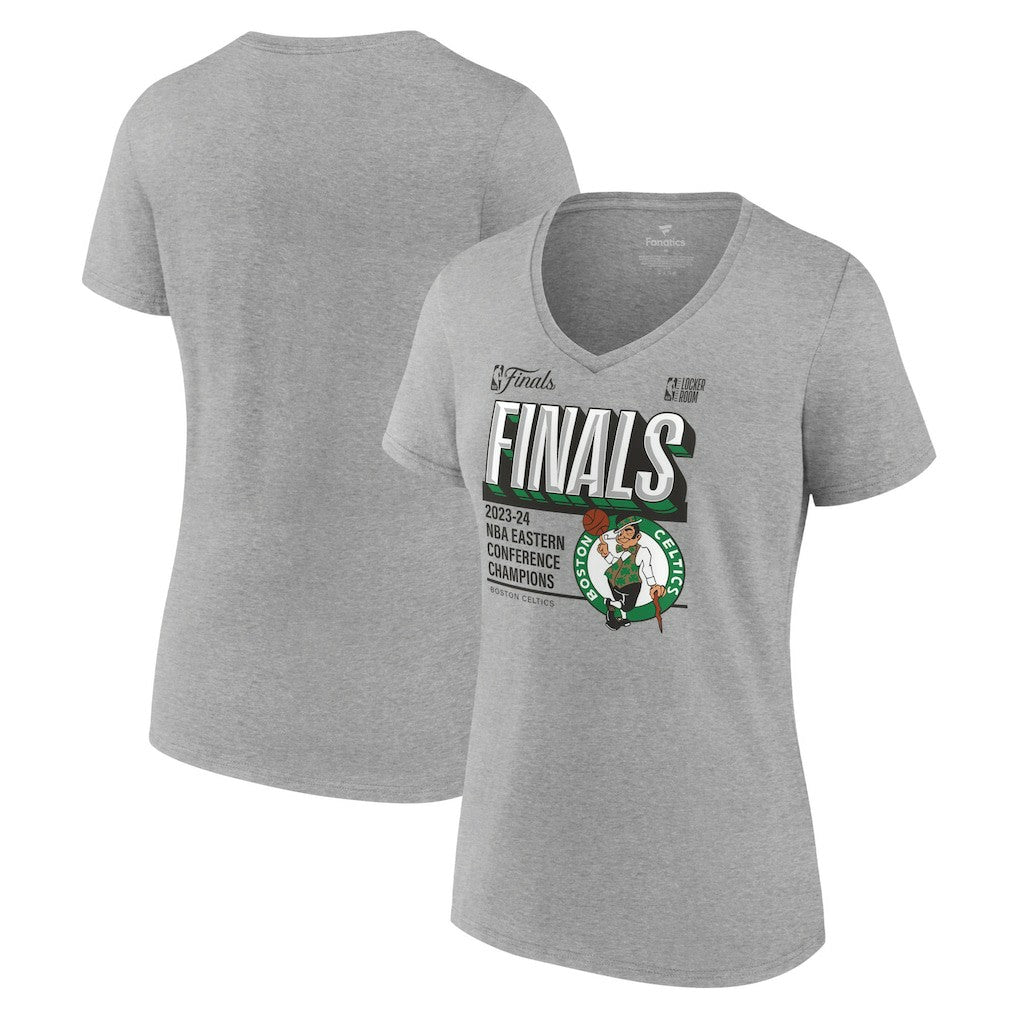 Fanatics Boston Celtics Women's 2024 Eastern Conference Champions Locker Room Post Up Move V-Neck T-Shirt Steel