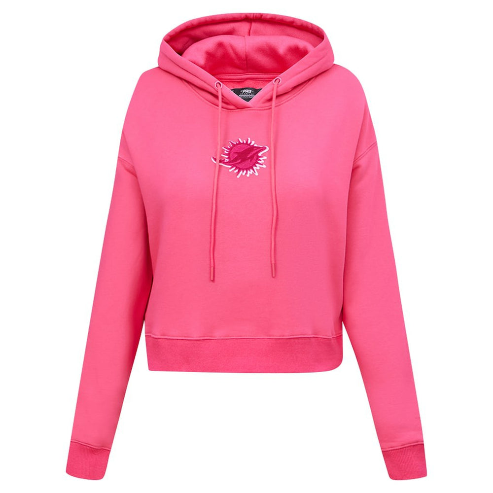 Miami Dolphins Pro Standard Women's Triple Pink Cropped Fleece Pullover Hoodie - Pink - NFL
