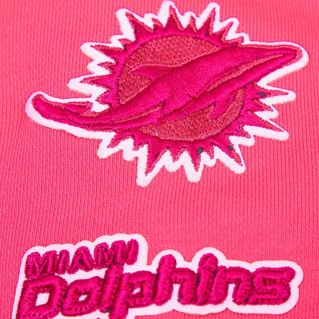 Miami Dolphins Pro Standard Women's Triple Pink Cropped Fleece Pullover Hoodie - Pink - NFL
