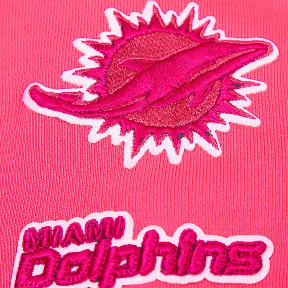 Miami Dolphins Pro Standard Women's Triple Pink Cropped Fleece Pullover Hoodie - Pink - NFL