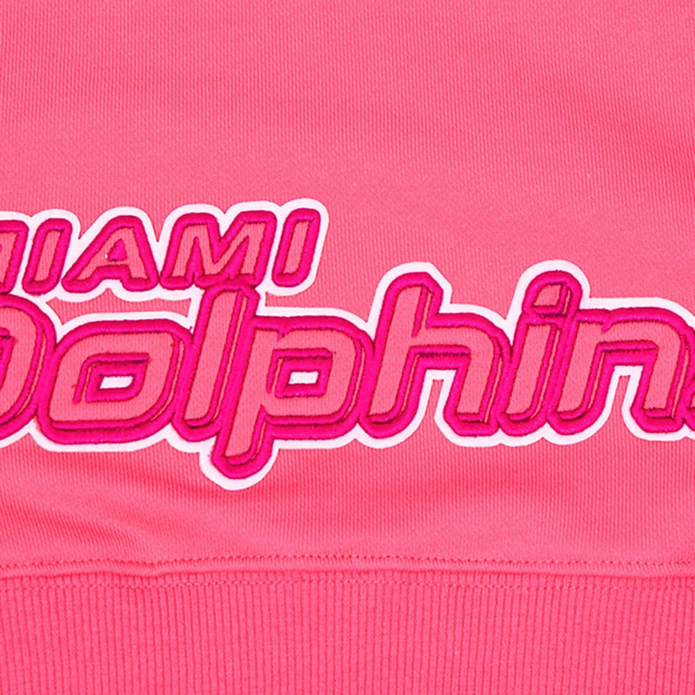 Miami Dolphins Pro Standard Women's Triple Pink Cropped Fleece Pullover Hoodie - Pink - NFL