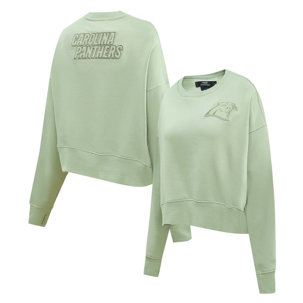 Carolina Panthers Pro Standard Women's Oversized Cropped Neutral Pullover Sweatshirt - Light Green - NFL