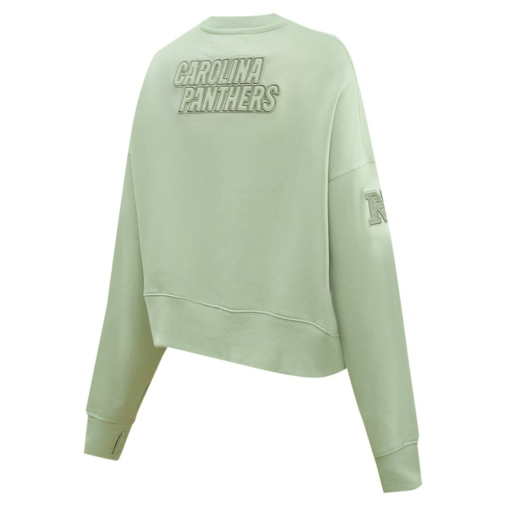 Carolina Panthers Pro Standard Women's Oversized Cropped Neutral Pullover Sweatshirt - Light Green - NFL