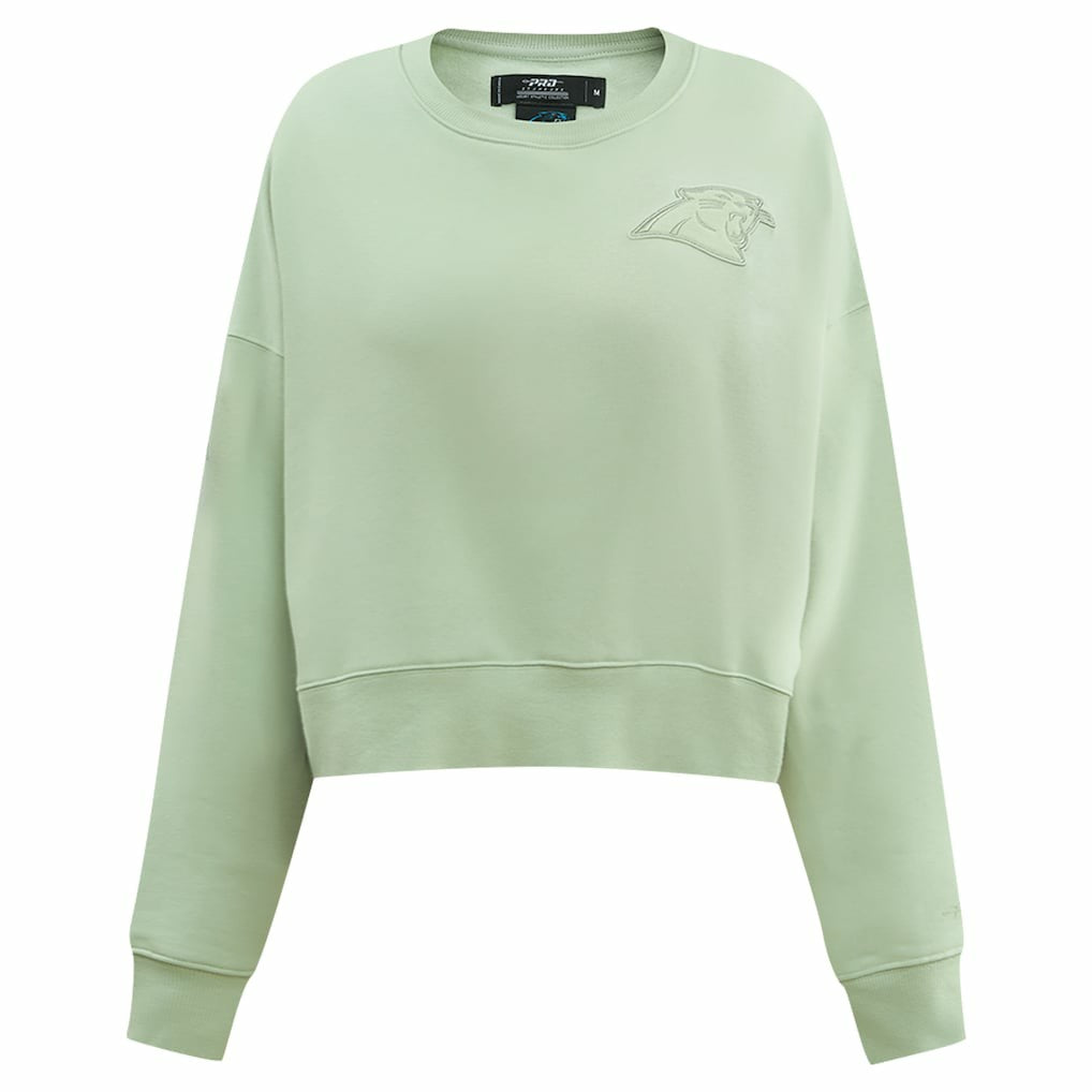 Carolina Panthers Pro Standard Women's Oversized Cropped Neutral Pullover Sweatshirt - Light Green - NFL