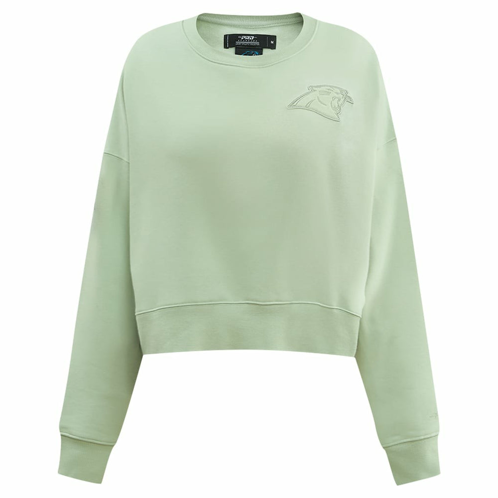 Carolina Panthers Pro Standard Women's Oversized Cropped Neutral Pullover Sweatshirt - Light Green - NFL