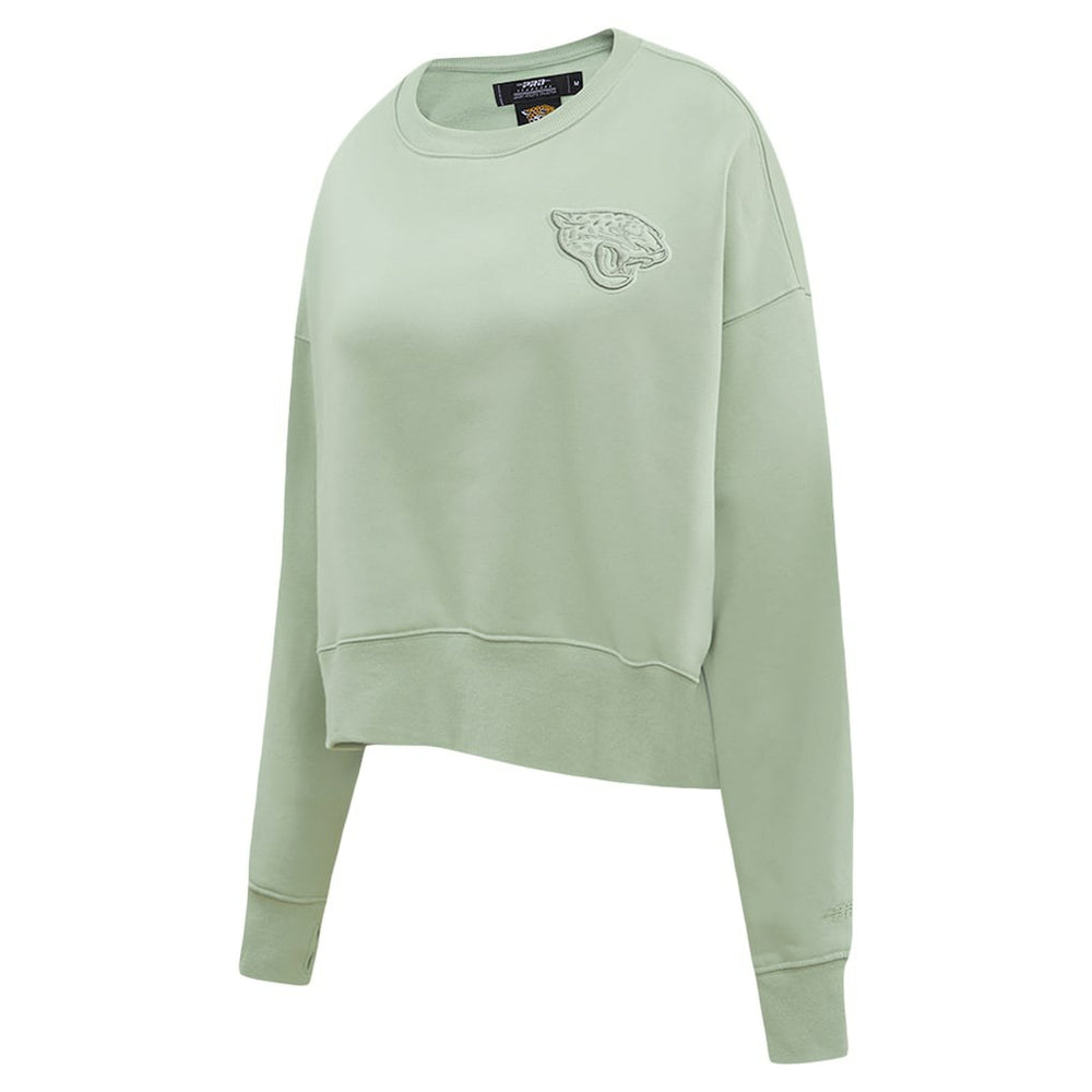 Jacksonville Jaguars Pro Standard Women's Oversized Cropped Neutral Pullover Sweatshirt - Light Green - NFL